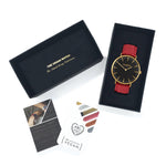 Mykonos Vegan Leather Gold/Black/Red Watch Hurtig Lane Vegan Watches