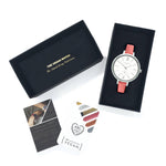 Amalfi Petite Vegan Leather Silver/White/Coral Watch Hurtig Lane Vegan Watches