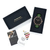 Vegan gift set watch rose gold/black with vegan leather green straps