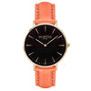Mykonos Vegan Leather Watch Gold, Black and coral Watch Hurtig Lane Vegan Watches