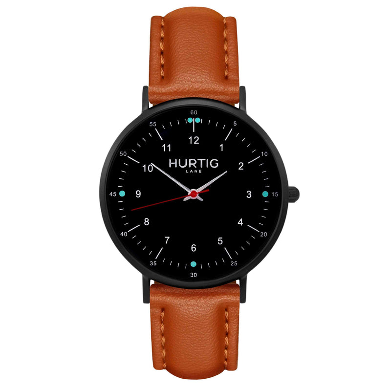 Moderno Vegan Leather Watch All Black & Red Watch Hurtig Lane Vegan Watches
