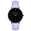 Moderna Vegan Leather Watch All Black & Lilac Watch Hurtig Lane Vegan Watches