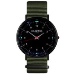 Moderna Vegan Nylon Watch Black/Black/Ocean Blue - hurtig-lane-vegan-watches