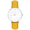 Moderno Vegan Suede Watch Silver, White & Mustard Watch Hurtig Lane Vegan Watches