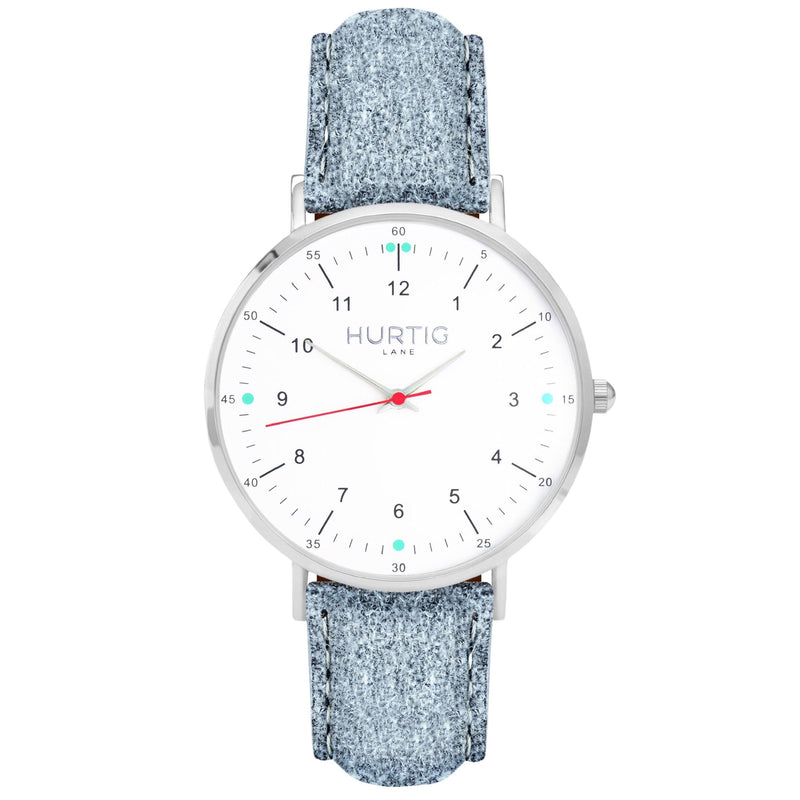 Moderno Vegan Suede Watch Silver, White & Mustard Watch Hurtig Lane Vegan Watches