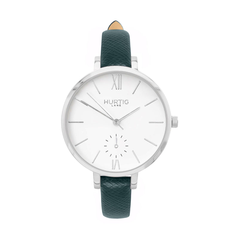 Amalfi Petite Vegan Leather Watch Silver, White & Coral Watch Hurtig Lane Vegan Watches
