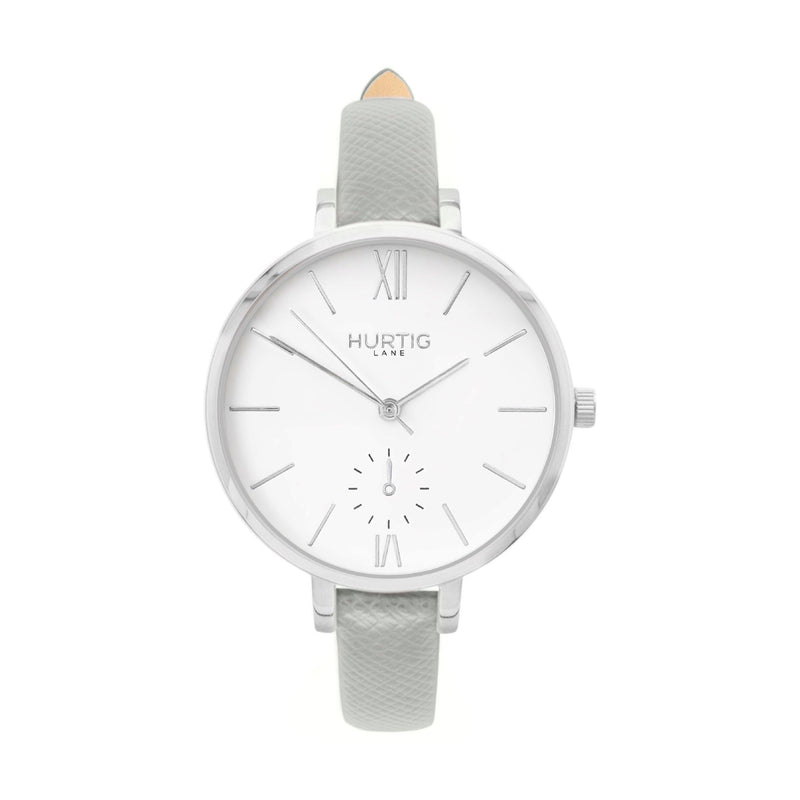 minimalist vegan watch silver, white and pink vegan leather petite women's vegan watch