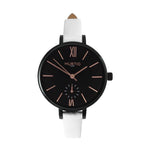 women's vegan leather watch. black and white