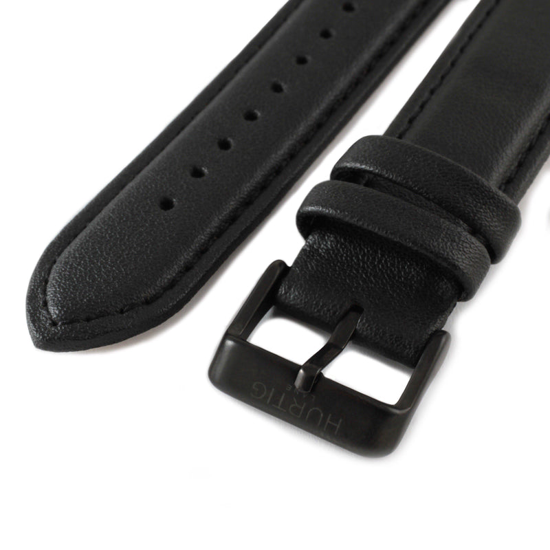 Black and Black Vegan Leather Strap watch strap Hurtig Lane Vegan Watches