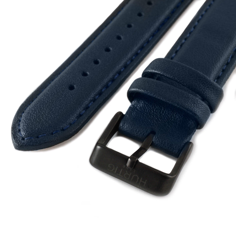 blue and black vegan watch strap