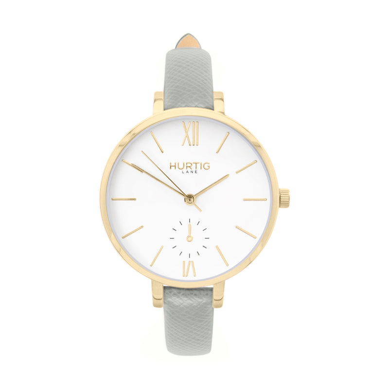 Amalfi Petite Stainless Steel Watch Gold, White & Gold Watch Hurtig Lane Vegan Watches