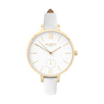 Amalfi Petite Vegan Leather Watch Gold, White & Coral Watch Hurtig Lane Vegan Watches