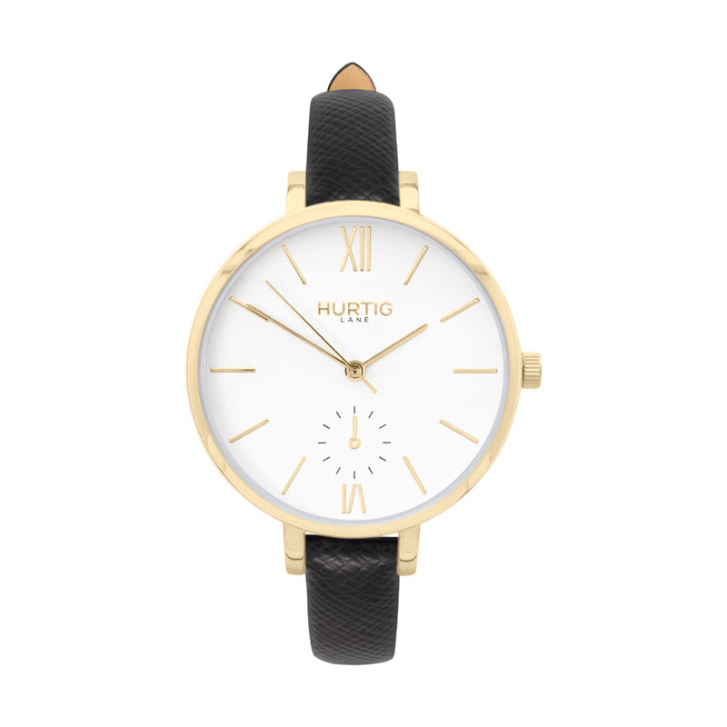 Amalfi Petite Stainless Steel Watch Gold, White & Gold Watch Hurtig Lane Vegan Watches