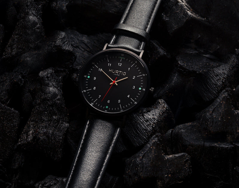 Moderno Vegan Leather Watch All Black/Black Watch Hurtig Lane Vegan Watches