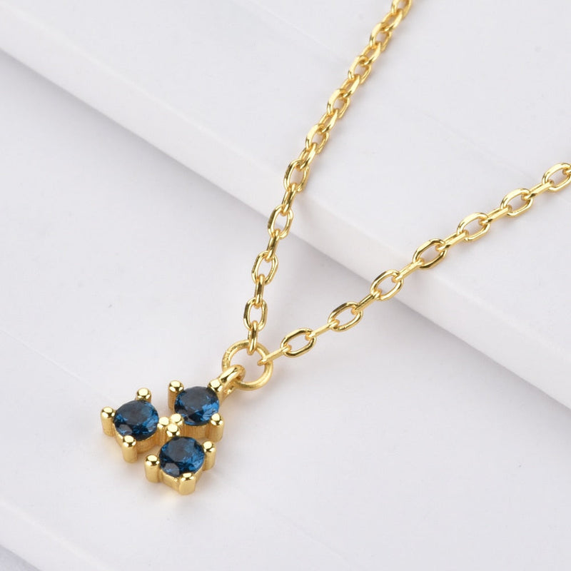 Vistosa Trio Gold Necklace- Sapphire Blue Necklaces Hurtig Lane