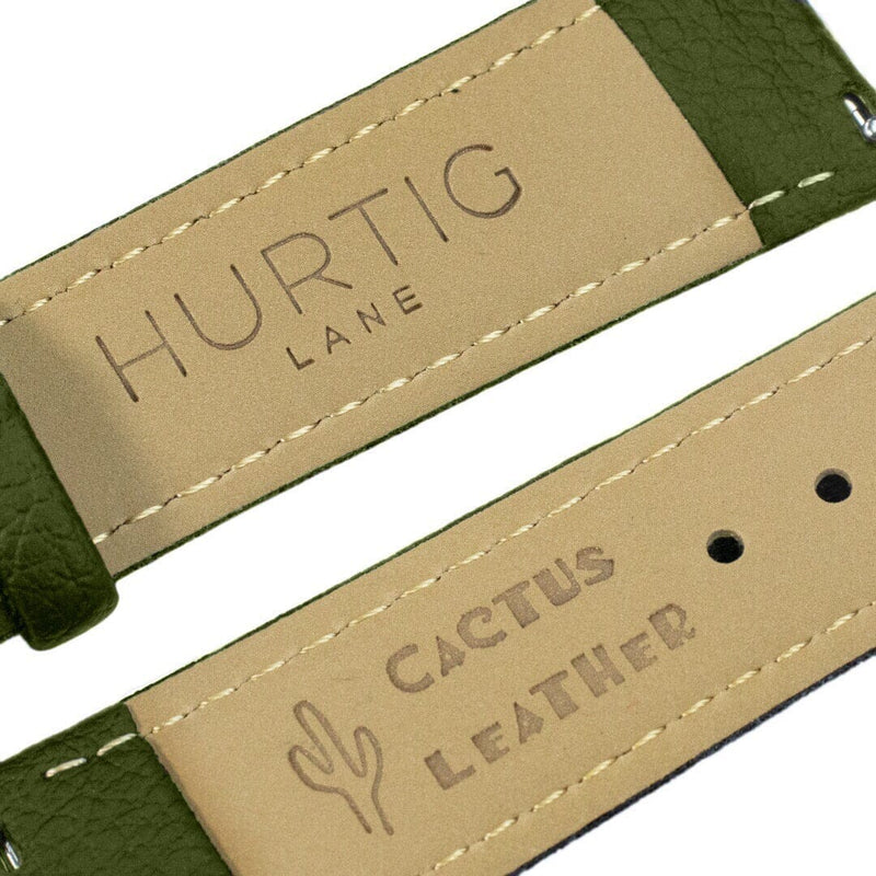 Mykonos CACTUS Leather Watch Silver, White & Green Watch Hurtig Lane Vegan Watches