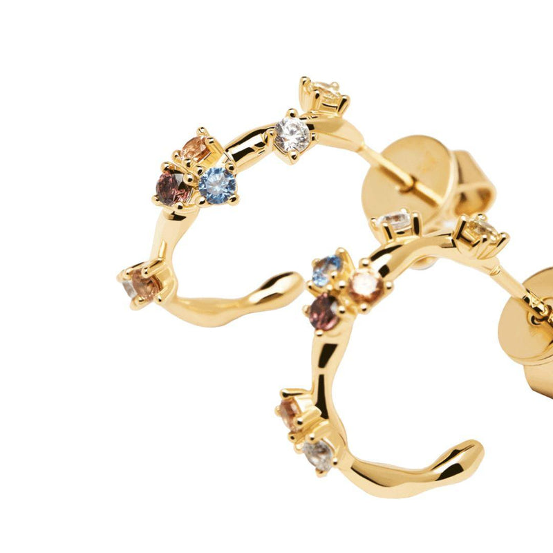 Rainbow Gold Hoops Delicate Sparkle Jewellery Hurtig Lane Vegan Watches